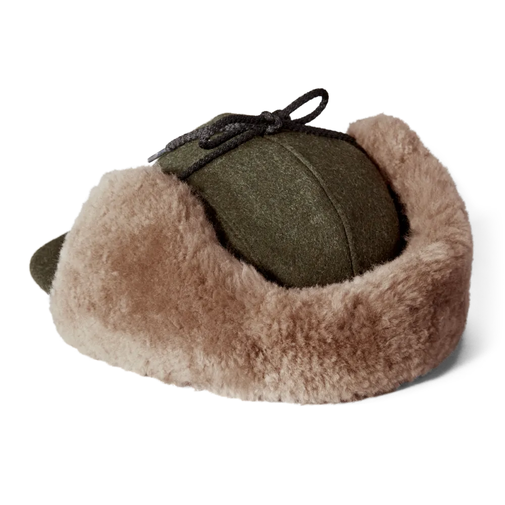 Double Mackinaw Wool Cap - Forest Green/acorn