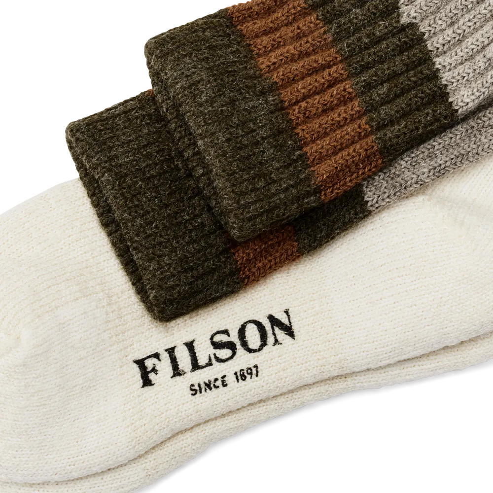 1970s Logger Thermal Socks - Green Brown