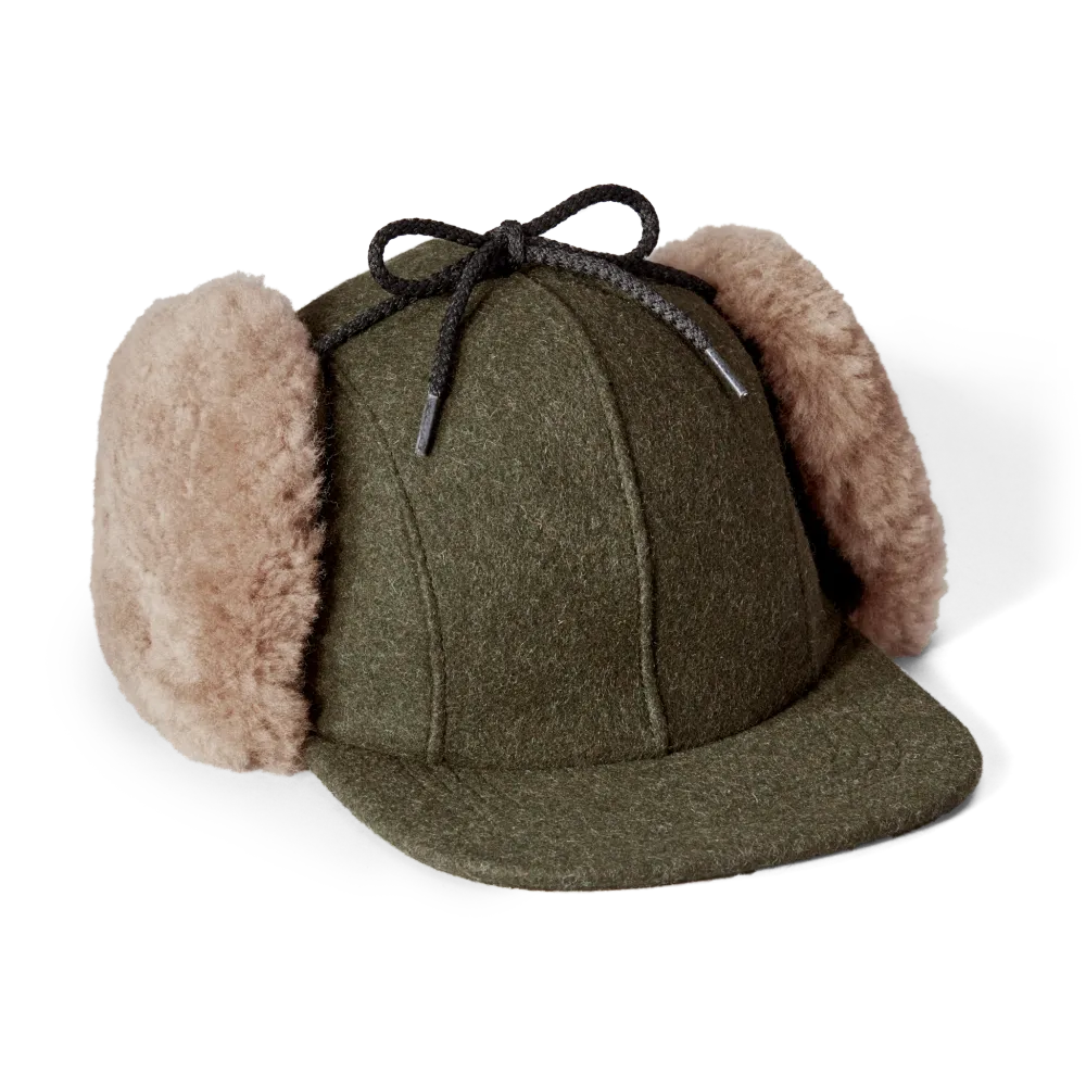 Double Mackinaw Wool Cap - Forest Green/acorn