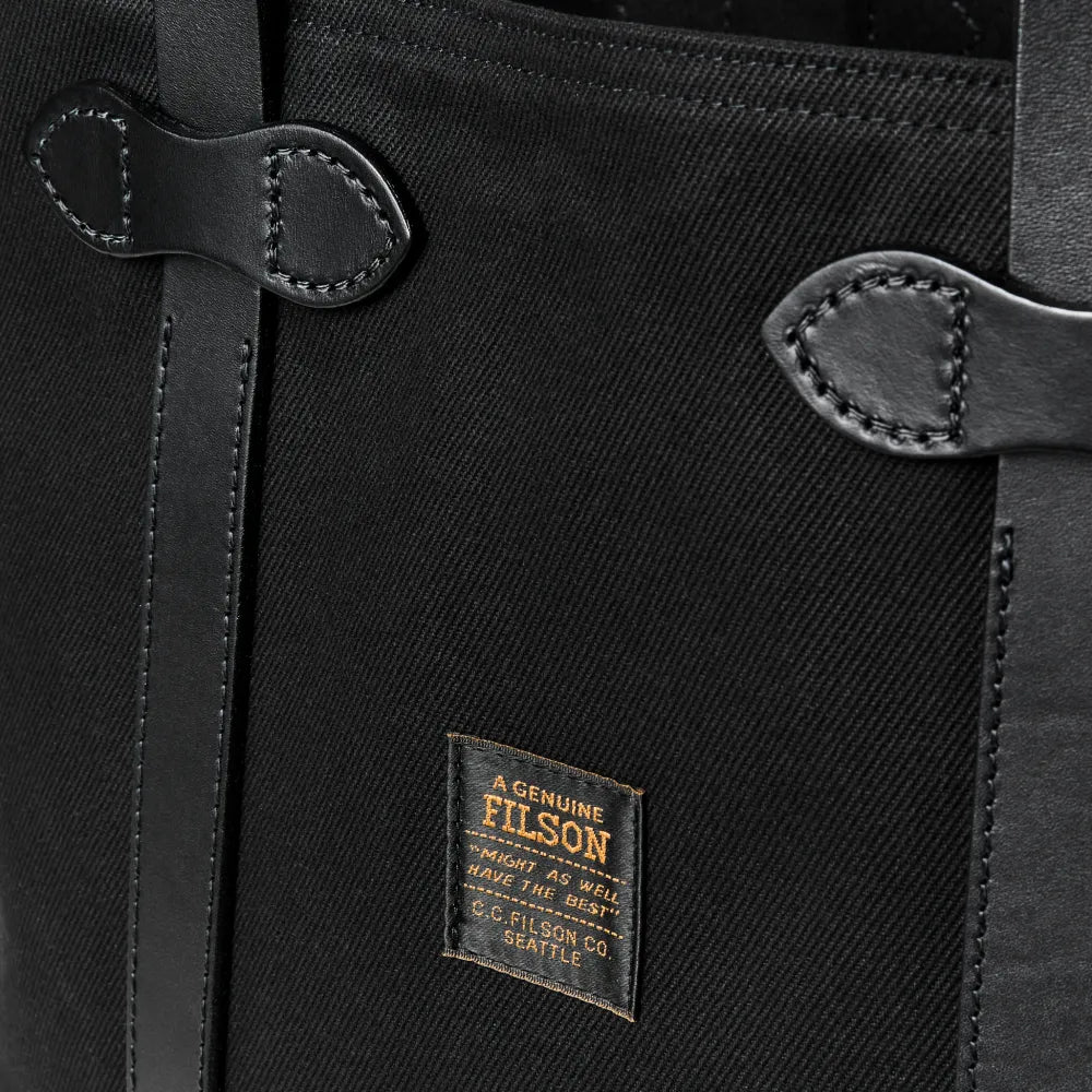 Rugged Twill Large Open Tote Bag - Black