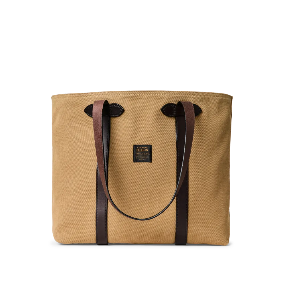Rugged Twill Large Open Tote Bag - Tan
