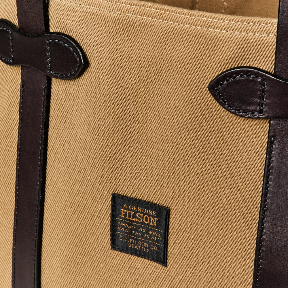 Rugged Twill Large Open Tote Bag - Tan