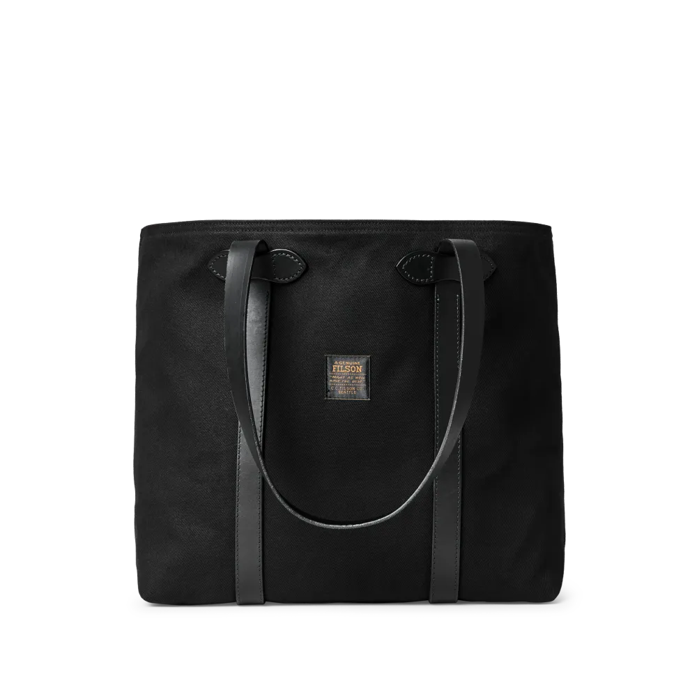 Rugged Twill Large Open Tote Bag - Black