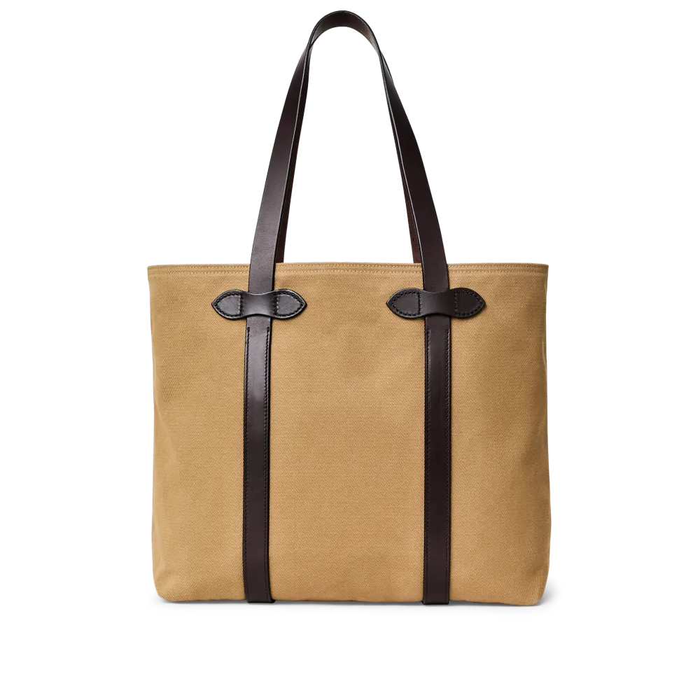 Rugged Twill Large Open Tote Bag - Tan