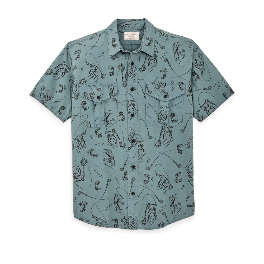 Short Sleeve Lightweight Alaskan Guide Shirt  - Blue Gray / Fly Fishing