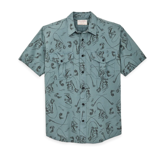 Short Sleeve Lightweight Alaskan Guide Shirt  - Blue Gray / Fly Fishing
