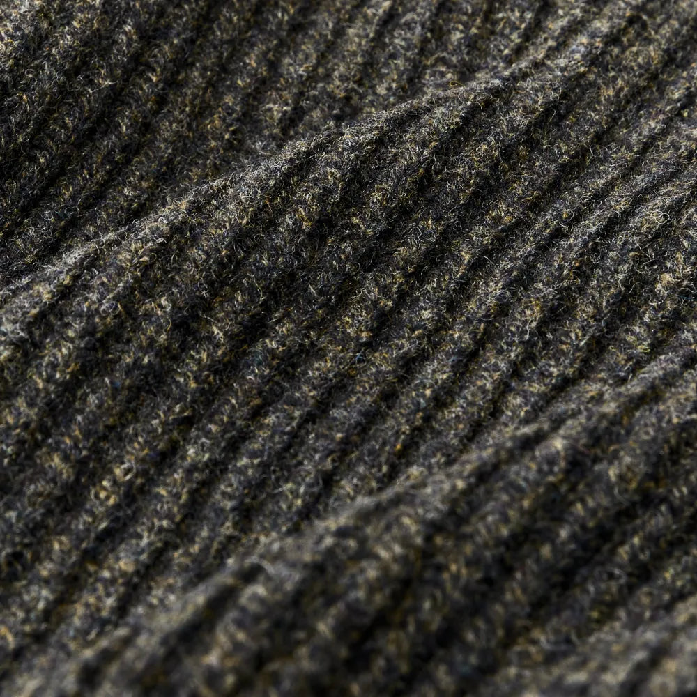 Bristol Shawl Neck Sweater  - Moss / Black Melange