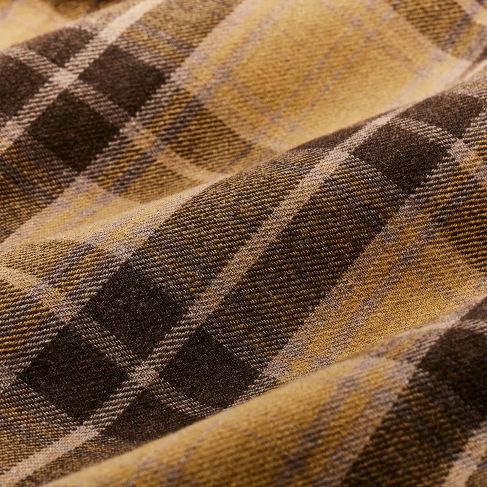Buckner Wool Camp Shirt - Ochre / Faded Brown Plaid