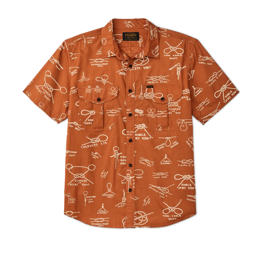 Filson's Washed Short Sleeve Feather Cloth Shirt - Bourbon / Knots
