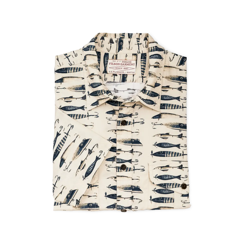 Filson's Washed Short Sleeve Feather Cloth Shirt - Natural / Lures