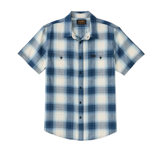 Short Sleeve Chambray Shirt  - Indigo Plaid