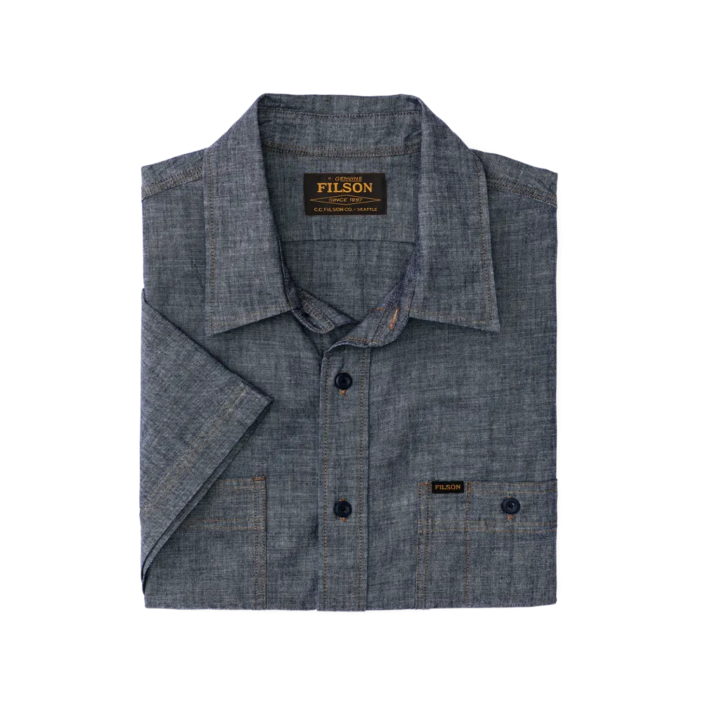 Short Sleeve Chambray Shirt  - Rinse Indigo