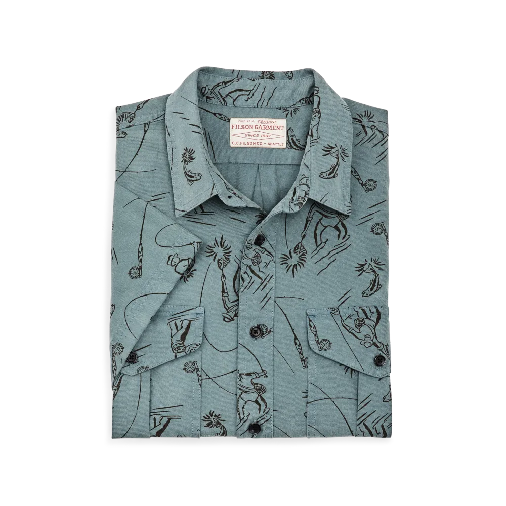 Short Sleeve Lightweight Alaskan Guide Shirt  - Blue Gray / Fly Fishing