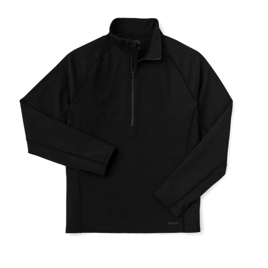 400g Merino Wool Long Sleeve Half-zip - Black
