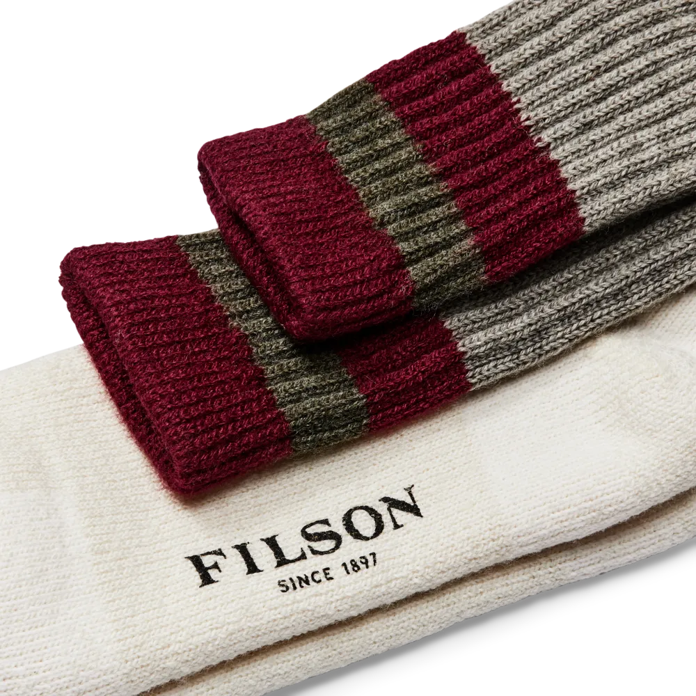 1970s Logger Thermal Socks - Forest / Maroon