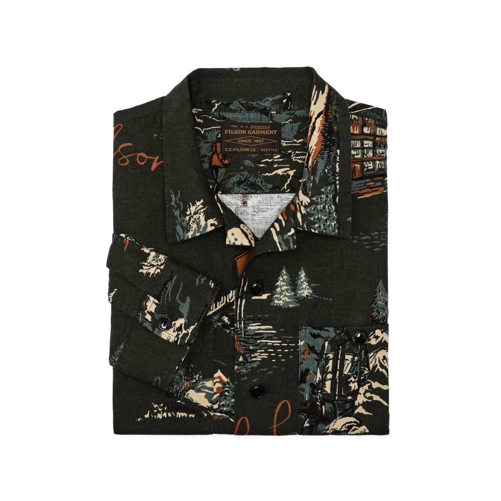 Elk Heights Camp Shirt - Green Northwest Scenic Print