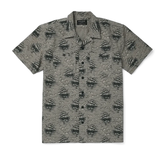 Chambray Short Sleeve Camp Shirt - Ships Print