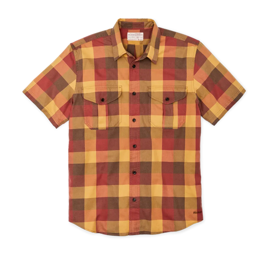 Short Sleeve Lightweight Alaskan Guide Shirt  - Red / Yellow / Brown Check