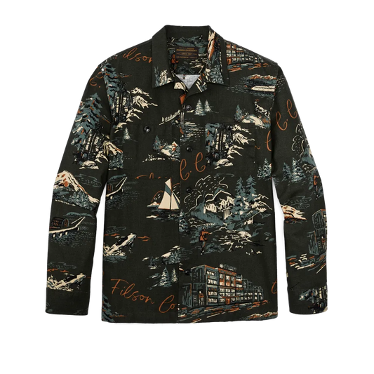 Elk Heights Camp Shirt - Green Northwest Scenic Print