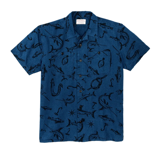 Rustic Short Sleeve Camp Shirt - Deep Sea / Indigo
