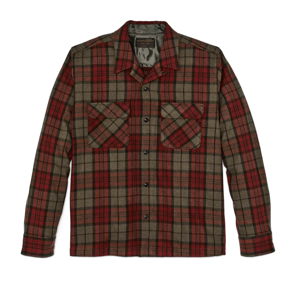 Buckner Wool Camp Shirt - Olive / Red / Multi Plaid