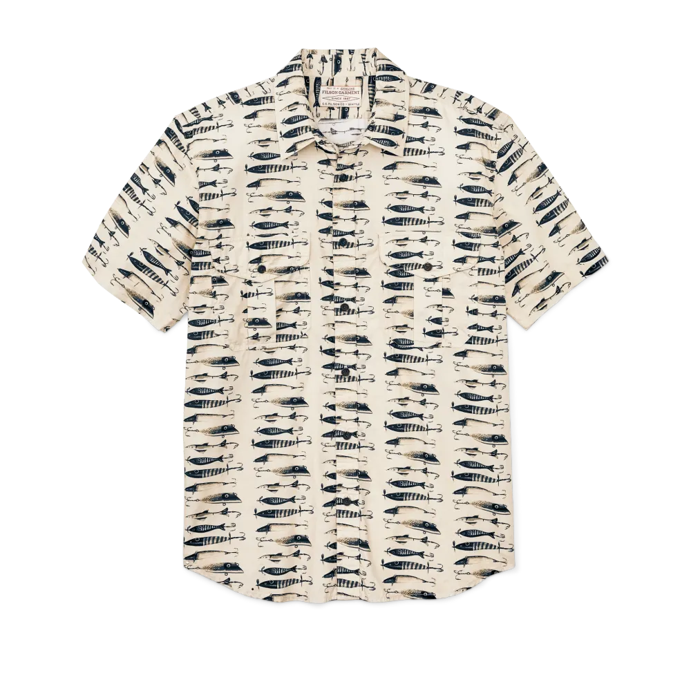 Filson's Washed Short Sleeve Feather Cloth Shirt - Natural / Lures