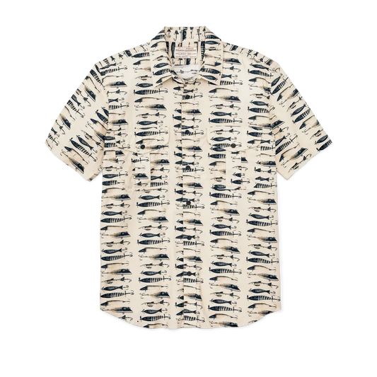 Filson's Washed Short Sleeve Feather Cloth Shirt - Natural / Lures