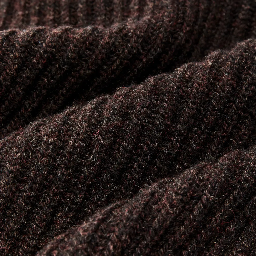Bristol Shawl Neck Sweater  - Dark Brown Heather
