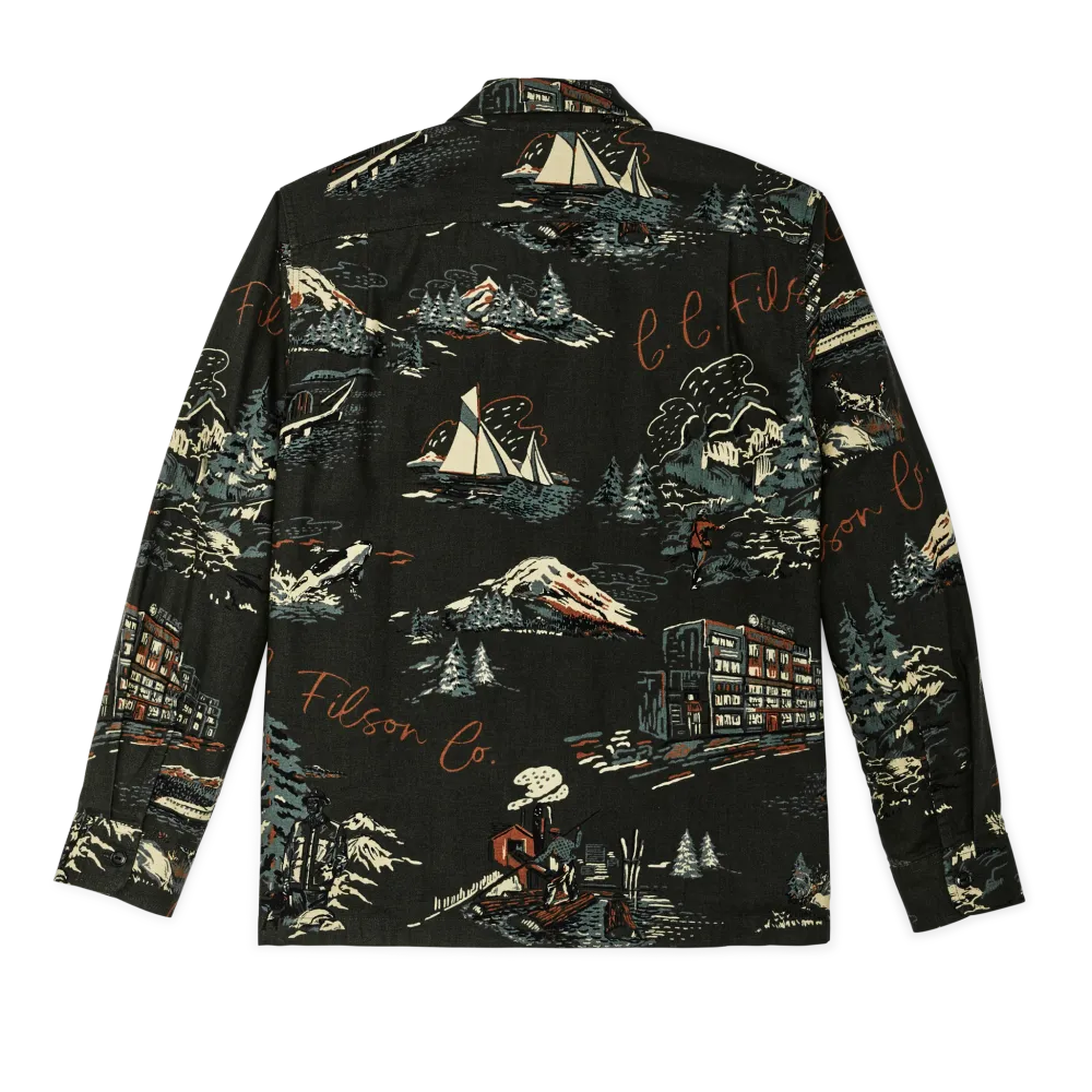 Elk Heights Camp Shirt - Green Northwest Scenic Print