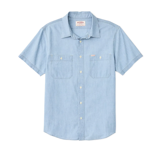 Short Sleeve Chambray Shirt  - Light Indigo Chambray
