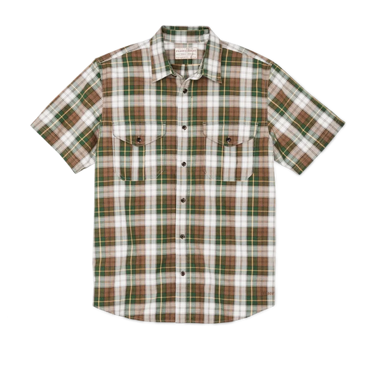 Short Sleeve Lightweight Alaskan Guide Shirt  - Green / White / Brown Plaid