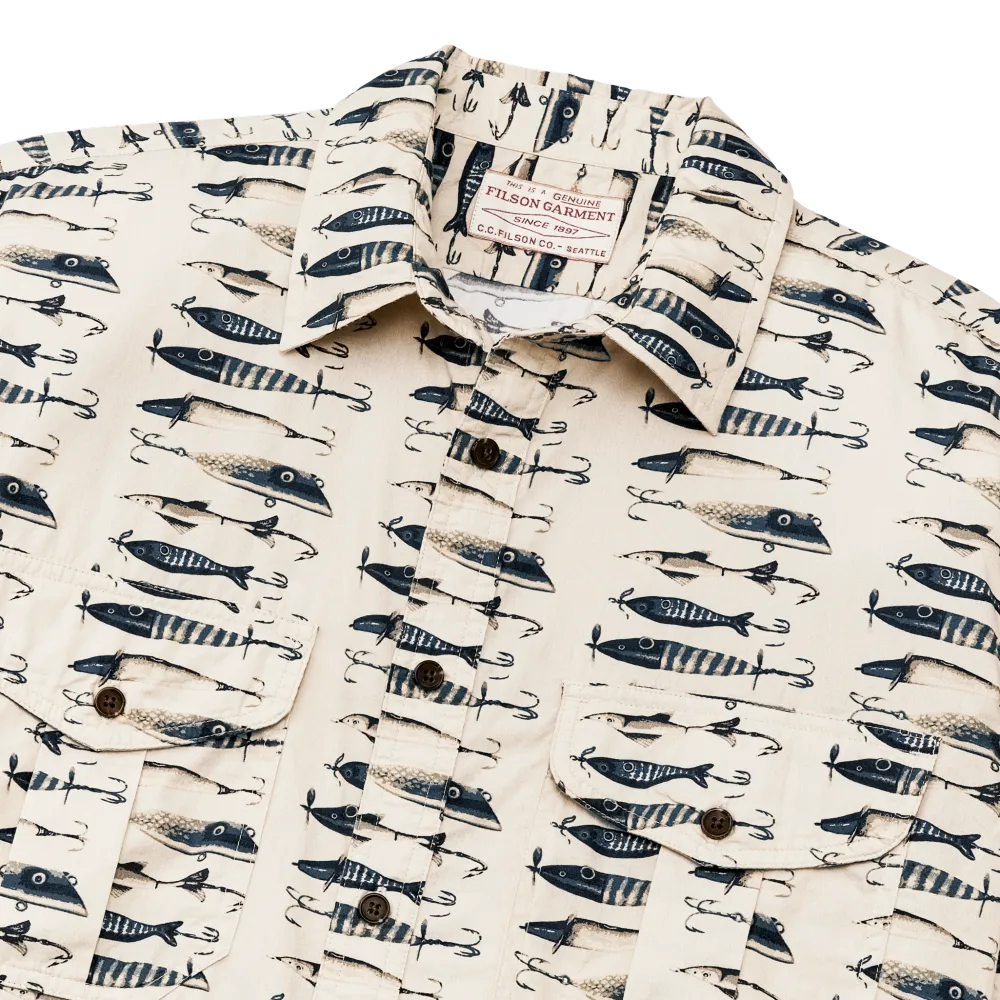 Filson's Washed Short Sleeve Feather Cloth Shirt - Natural / Lures
