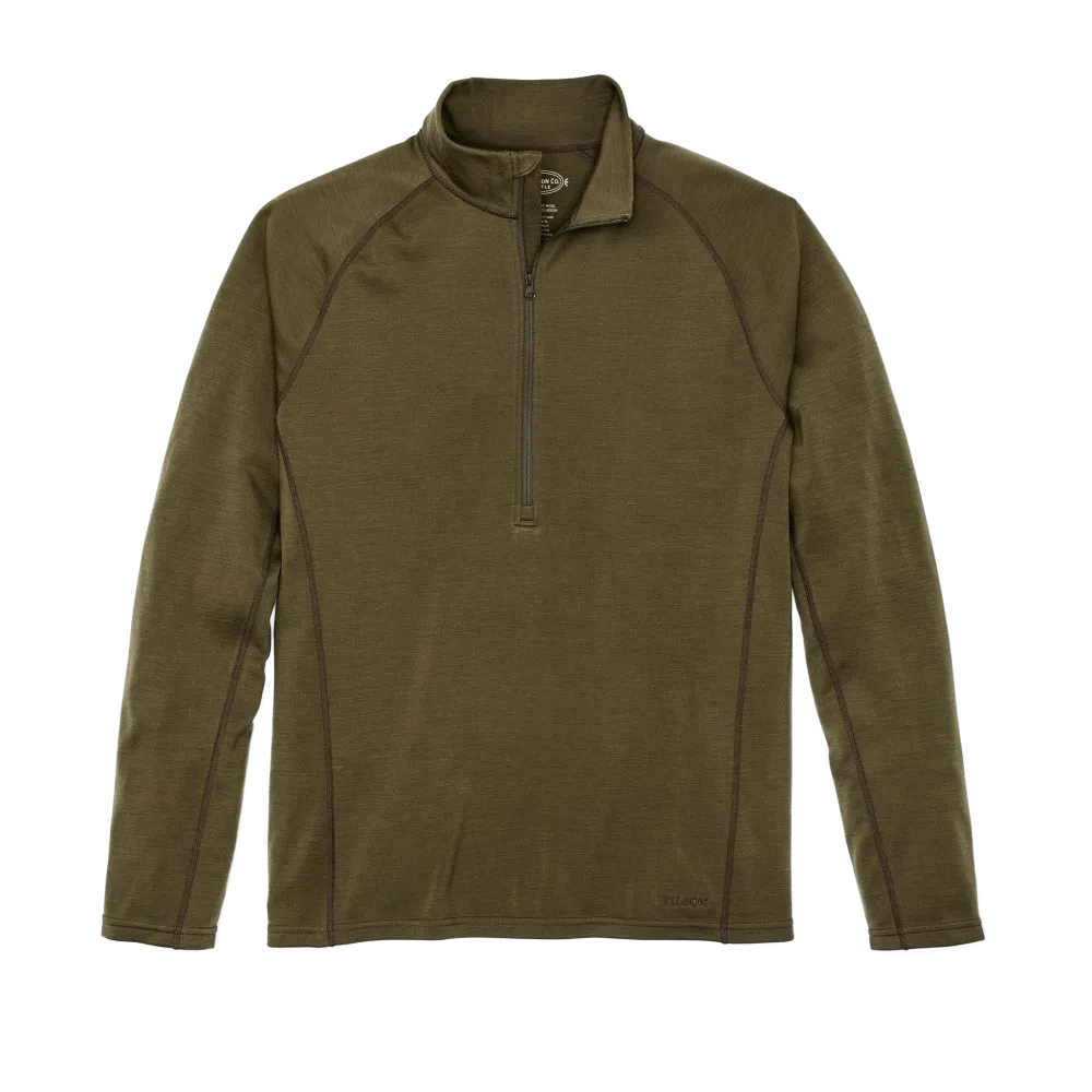 400g Merino Wool Long Sleeve Half-zip - Dark Olive