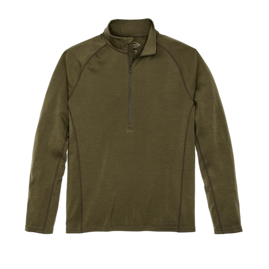 400g Merino Wool Long Sleeve Half-zip - Dark Olive