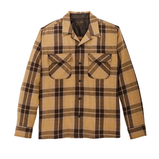 Buckner Wool Camp Shirt - Ochre / Faded Brown Plaid
