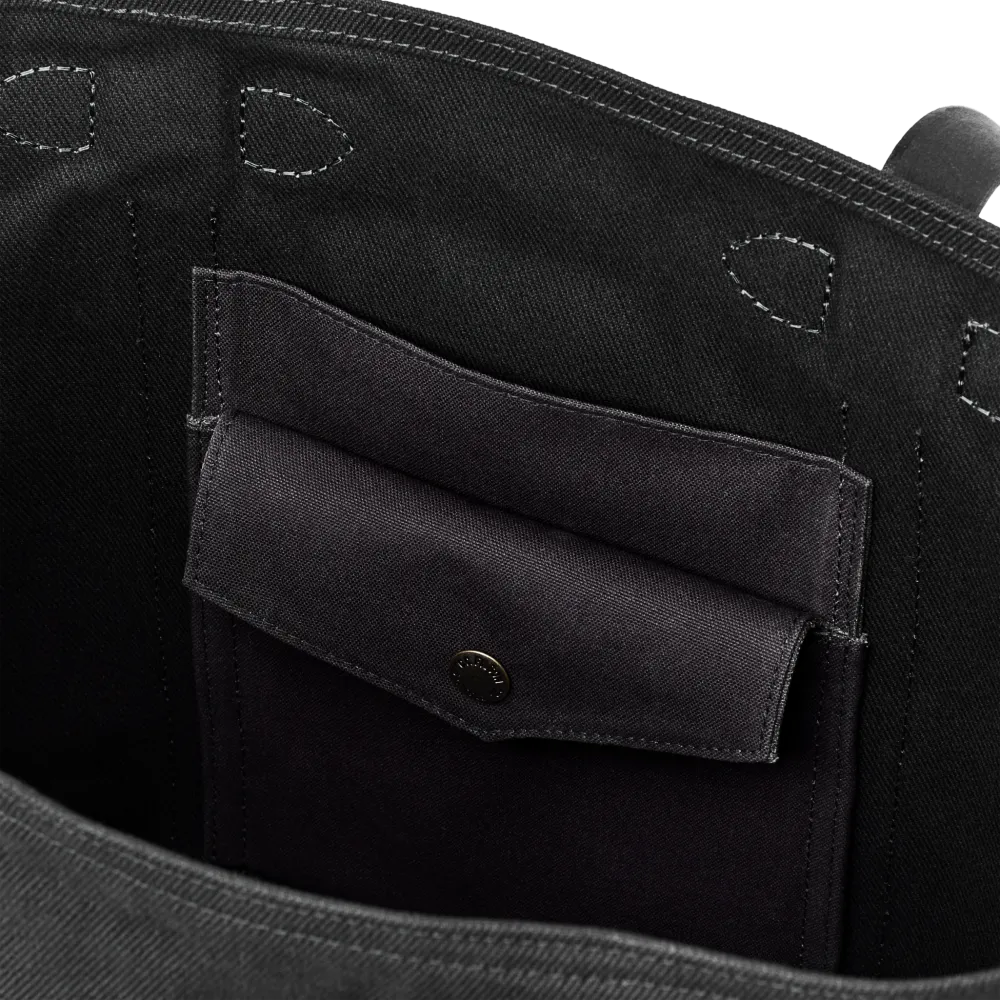 Rugged Twill Large Open Tote Bag - Black