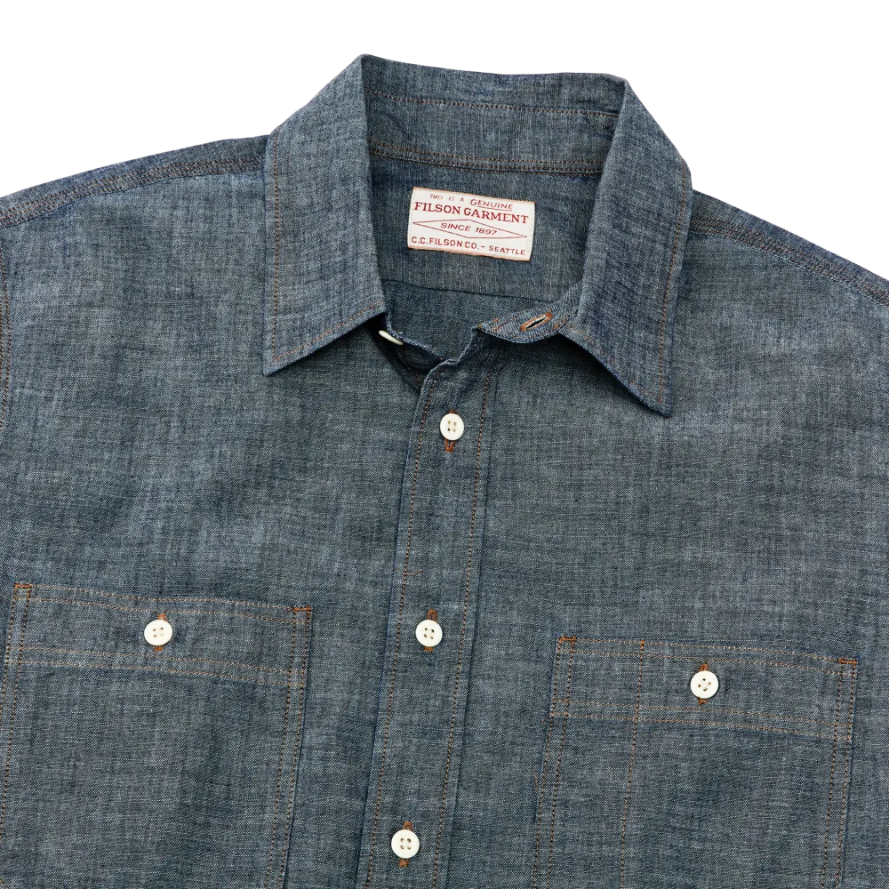 Short Sleeve Chambray Shirt  - Indigo Chambray
